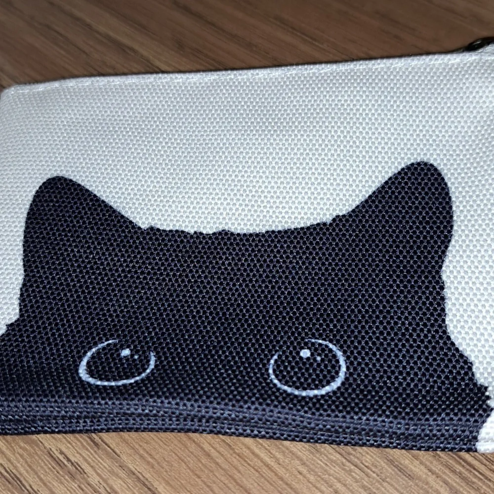 Cat Mom Black and White Coin Purse and Keychain Set